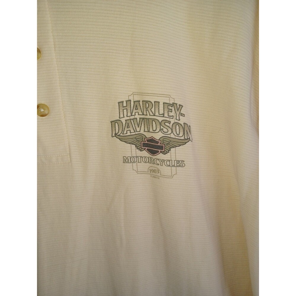 Harley Davidson Men’s Smokey Mountain Pima Cotton Polo Short Sleeve Cream XL - Picture 2 of 8